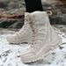 Winter New Men's High Top Outdoor Couple Soldier Combat Boots Desert Hiking With Fleece Warm Exploration Cotton Boots Snow Boots_vogvips.com
