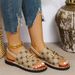 Women's Large Size Flat Sandals Elastic Band Fabric Cross-Over Design with Metal Decorations for Beach Casual Wear_vogvips.com