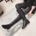 Cowhide Version, Small Fragrant Wind Medium Boots, Women's Flat-bottomed Knight High Boots, Thin High-heeled British Style, Thin And Long Boots._vogvips.com