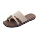 Women's Summer New Fashion Rhinestone One-Strap Slippers, Versatile Outdoor Non-Slip Flat Sandals_vogvips.com