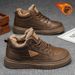 Fleece Men's Shoes For Autumn And Winter 2026, High-Top Sneakers, Men's Leather Thickened Cotton Shoes For Warmth, Low-T_vogvips.com