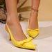 French-style Elegant High-heeled Sandals, 2025 Summer New Model, Pointed Toe, Shallow Cut, Bowknot, Chunky Heel, Large_vogvips.com