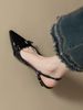 High-heeled Sandals Outdoor Wear, 2024 Autumn And Winter New Style, French Pointed Toe Low-heeled Shoes For Women_vogvips.com
