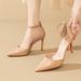 2025 Summer-Autumn Patent Leather Pointed Toe Closed-Toe Sandals For Women, Fashionable And Comfortable, With One-Strap_vogvips.com