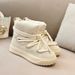 In-Stock Autumn Winter Snow Boots, Solid Color, Classic And Versatile, With Plush Lining Warmth, Thick Soles For Height_vogvips.com