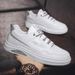 Suitable For All Seasons Fashion White Simple Solid Color Men's Shoes Low-top Elastic Band Loafers Sneakers_vogvips.com