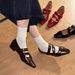Sheepskin Version! Vintage Japanese-style Brown Mary Jane For Women, New Spring And Autumn Square-toed Slip-on_vogvips.com