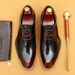 Square head English glossy leather shoes with patent leather polishing Oxford men's shoes_vogvips.com