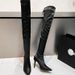 Over-the-knee Boots For Women, European And American Style, Slimming Effect, New Pointed Toe, Black High-tube Women's_vogvips.com