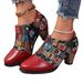 Front Lace-Up Round Toe Martin Leather Short Women's Ethnic Fashion Foreign Trade Printed High Heel Bare Boots Women_vogvips.com