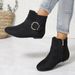 Plus Size Women's Chelsea Boots Side Zipper Buckle Detail Chunky Heel Winter Boots Casual Comfortable Slip On Fashion Boots._vogvips.com