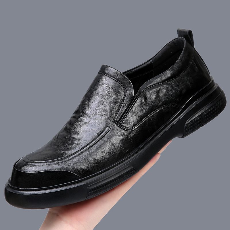 Suitable For All Seasons Men's Spring New Soft Sole Formal Business Breathable Genuine Leather Slip-On Casual Shoes Men_vogvips.com