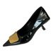 Elegant French Pointed Toe Heels - Comfortable Mid Heel Pumps For Women, Versatile Dress Shoes With Metallic Accents_vogvips.com