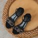 Sweet Fairy Style 2026 Summer New Mid-Heel Chunky Heel Sandals For Women With Rhinestone Detail, Black, Large Size_vogvips.com