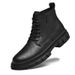 Men's Genuine Leather Martin Boots With Lace-Up Design, Rugged Work Boots For Outdoor & Casual Wear, Wide Sizes Available_vogvips.com