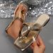 Summer Style Women's Square Toe Slip On Flip Flop Flat Sandals Fashion Versatile Beachwear_vogvips.com