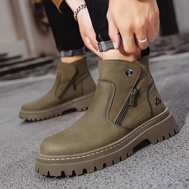 Men's Classic Chelsea Boots - High Top British Style Work Boots With Anti-Slip Sole, Comfortable & Stylish For Casual Wear (Yellow, Black, Camel)_vogvips.com