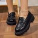 Loafer Shoes Women's New Small Leather Shoes Thick Sole Muffin Casual Round Head Black Thick Sole Single Shoes_vogvips.com