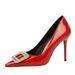 6122-K32 Fashionable End Pointed Ultra Fine High Heels Lacquer Leather Bright Surface Shallow Mouth Single Water Diamond_vogvips.com