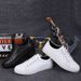 Men's Round Head Comfortable Leather Casual Men's Board Shoes Front Lace-up Breathable Flat Heel Board Shoes Men's Shoes Large Size Hole Shoes_vogvips.com