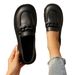 New Fashion Round Head Retro Metal Buckle Single Shoes With Small Leather Shoes_vogvips.com