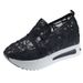 Spring Autumn Exclusive Summer Mesh Single Shoe With Sloping Heel, Thick Sole, Low Cut Shoes, Fashionable For Wearing On_vogvips.com