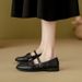 Black Flat 35-42, Soft Leather Loafers, British Style Women's Large Size Shoes 9038-8_vogvips.com