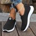 Women's Casual Shoes Large Size Women's Shoes Breathable Mesh Shoes Flying Woven Single Shoes One Pedal Middle-aged And Elderly Mother Shoes_vogvips.com