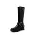 Counter Quality Family High Verion Miu Belt Buckle Chunky Heel Long Women Square Toe Slip-On Motorcycle Rider Brown Wetern Cowboy_vogvips.com