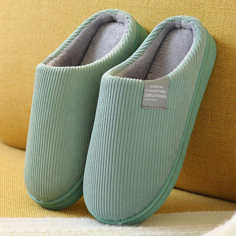 Women's Men's Thick Soft Bottom Home Household Plush Anti-slip Thermal Slippers Indoor Winter_vogvips.com