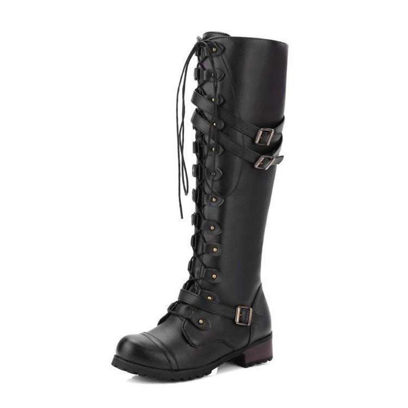 New 25. Foreign Trade Round Toe Square Heel Women's Boots High Top Autumn And Winter New Style_vogvips.com