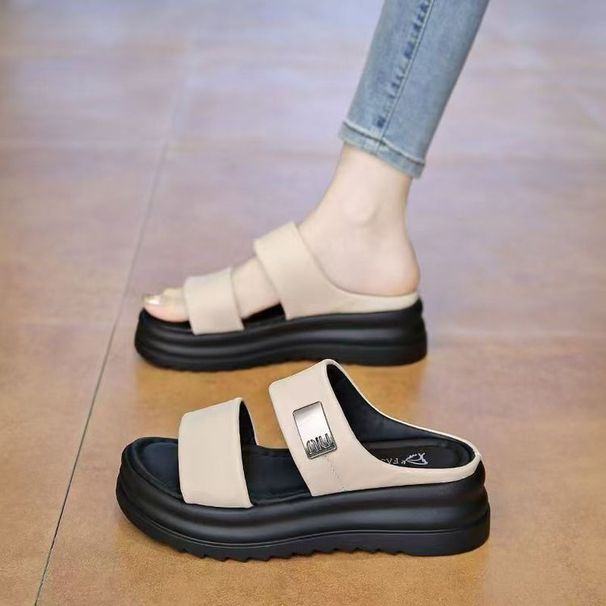 Retro Platform Flip-flops For Women, 26 Summer New Style, Casual Single-strap Sandals_vogvips.com