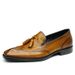 Tassel loafers men's leather slip-ons summer hollow breathable pointe carved block_vogvips.com