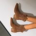 42 Size New Western Cowboy Women, Suede Thick Heel Pointed Toe V-Cut Slimming British Style Short Boots For Women_vogvips.com