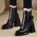 Women's Pointed Toe Metallic Detail Vintage Boots With Hidden Platform Chunky Heel Fashion Ankle Booties High Heeled Fashion Boots._vogvips.com