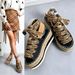 2025 Autumn New Fashion Letter Print Breathable Straw Thick-Soled Sandals Denim Platform Slippers_vogvips.com