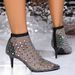 2024 European And American Sexy Pointed Toe Stiletto Large Size Fishnet Hollow Rhinestone Elastic Transparent Fashion_vogvips.com