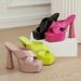Summer Fashion High Heeled Women's Sandals Model Patent Leather Cross Strap Chunky Heel Size 42 European And American Style Foreign Trade Shoes_vogvips.com