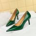 Glossy Patent Leather Women's Shoes High Heels Thin Heels Shallow Mouth Pointed Thin High Heels Single Shoes_vogvips.com