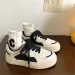 2026 Spring Trendy White Sneakers For Women, Leather Chunky Sole Platform Shoes, Street Style Must-Have Casual Shoes_vogvips.com