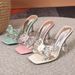 Women’s Shoes Wine Glass Heel Square Toe High Heel Flip Flops Sandals Fashion Banquet Catwalk Sexy Women's Shoes_vogvips.com