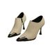 Women's Metallic Square-toed Deep-cut High-heeled With Thin Heels, Elegant 2025 New Style Anti-kick Ankle Boots, Brown_vogvips.com