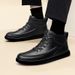 Medium Top Leather Shoes Men's Velvet Warm Cotton Shoes Tooling Boots Men's Thick-soled Wear-resistant Work Leather Boots_vogvips.com