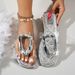 Size 36-43 Plus Size Women's Shoes, Unique Square Buckle Open-Toe Flip-Flops, Casual Flat Fashion_vogvips.com
