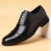 Men's Brown Leather Oxford Shoes Pointed Toe Wedding Dress Shoes_vogvips.com