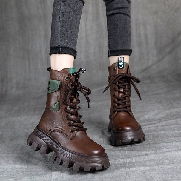 Hot Selling Martin For Women In Autumn And Winter New Thick Soled Lace Up Vintage Short With Plush Cotton Boots_vogvips.com