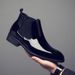 Korean Version Of Chinese Patent Leather Pointed Chelsea Boots Youth Business Fashion Boots_vogvips.com