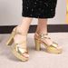 MTX Women's Summer Sandals High Chunky Heel Thick Sole Waterproof 2025 New Korean Style One-Strap Fish Mouth Platform Shoes_vogvips.com