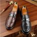 One Genuine Lazy Bean Foot Covers, Loafers, Versatile Brown Business Casual Leather Shoes, Men's Shoes_vogvips.com