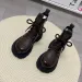 Black Smooth Leather Platform Combat Ankle Side Zipper Lace Up Chunky Lug Sole Short Boots For Women_vogvips.com